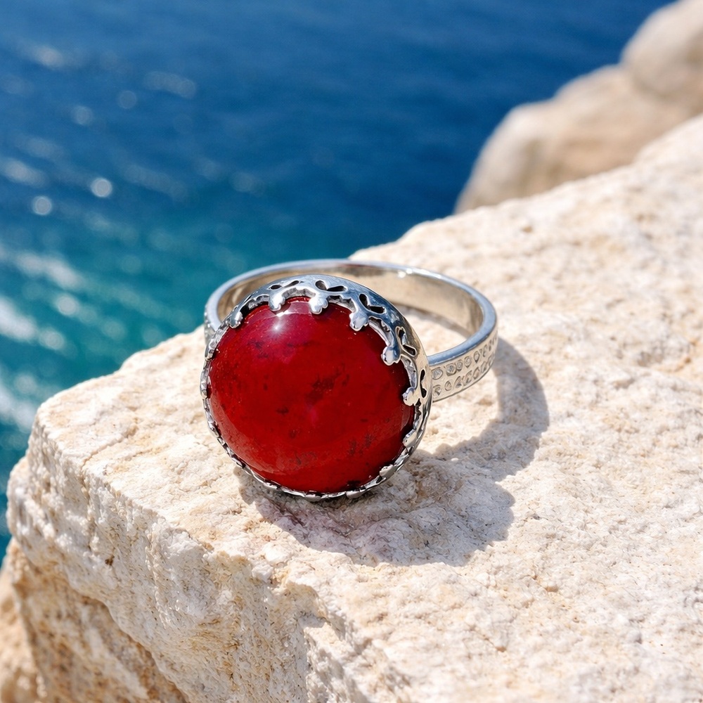 Red Moss Agate Ring - Picture 4 of 12